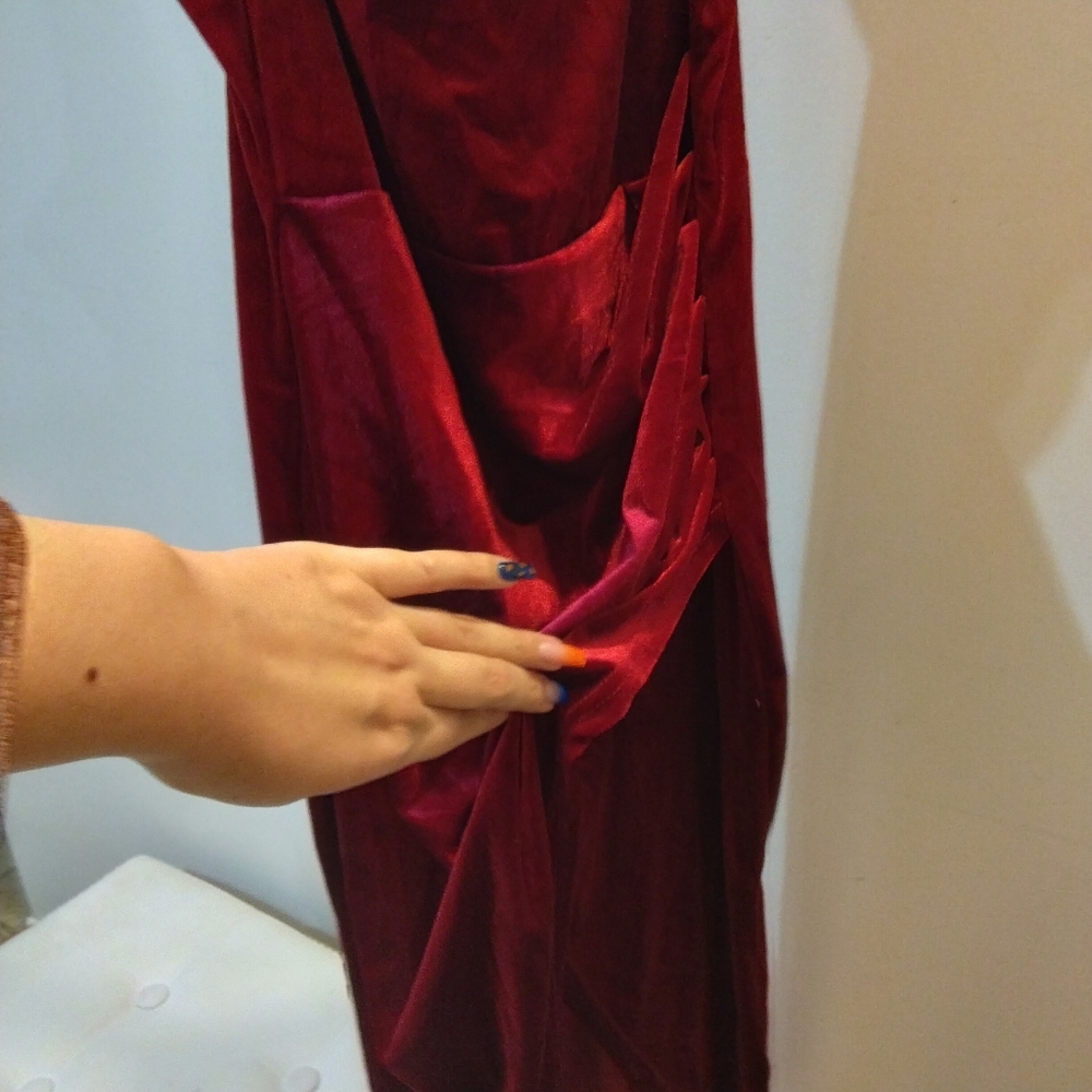 Red Neck Slip Dress - Picture 3 of 4